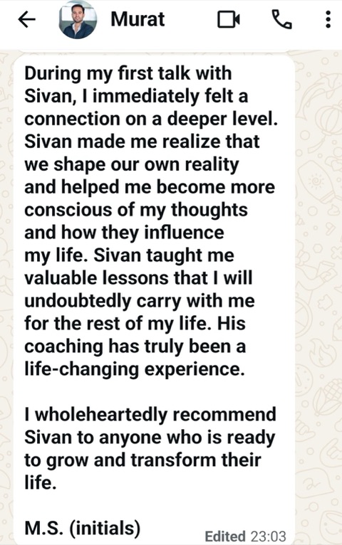 Murat's review: life-changing coaching experience from the very first conversation