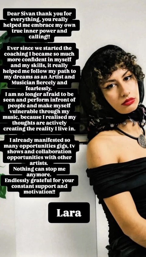 Lara's testimonial: manifested gigs, TV shows, and collaborations as artist and musician